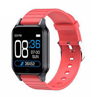 Смарт часы Smart Watch T96 стильные с защитой от влаги и пыли с измерением температура тела. Цвет: красный TOS