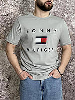 Футболка Tommy Hilfiger серая (вел. лого) TOS