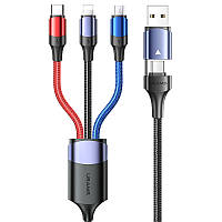 Дата кабель Usams US-SJ549 U71 USB + Type-C to Triple Head 3in1 (1.2m) TOS