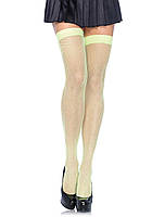 Неоновые чулки-сетка Leg Avenue Nylon Fishnet Thigh Highs Neon Green, one size TOS