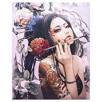 Алмазна мозаїка на підрамнику картина стразами 30х40 см DIY Дівчина з татуюванням дракона (SGLD 61096)
