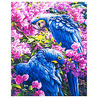 Алмазна мозаїка на підрамнику картина стразами 30х40 см DIY Сині папуги (SGLD 61114)