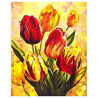 Алмазна мозаїка на підрамнику картина стразами 30х40 см DIY Різнобарвні тюльпани (SGLD 61248)