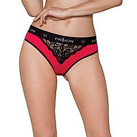 Трусики с широкой резинкой и кружевом Passion PS001 PANTIES red/black, size L TOS