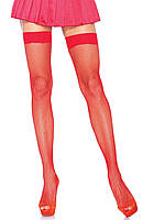 Чулки-сетка Leg Avenue Nylon Fishnet Thigh Highs Red, мелкая сетка, one size TOS