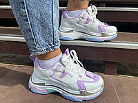 Женские кроссовки Amelia белые с фиолетовыми вставками TOS