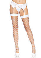 Чулки в крупную сетку Leg Avenue Fence Net Thigh Highs White, one size TOS