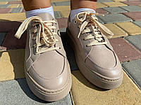 Жіночі кросівки Garti, натуральна шкіра, бежеві TOS
