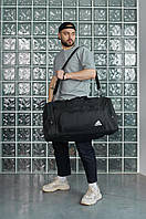 Дорожная сумка черная Adidas, белое лого (вел.) TOS