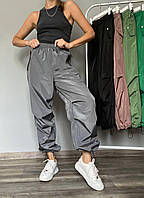 Модные женские штаны карго с плотной плащевки с карманами, в расцветках; размер: 42-44, 44-46, 46-48 Темно-серый, 44/46