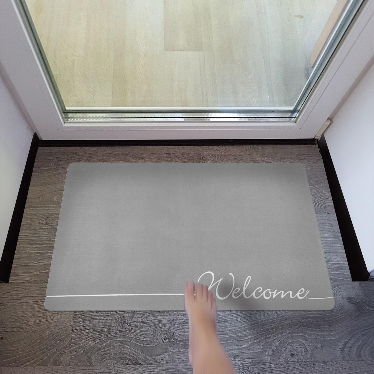 Сучасний вологопоглинаючий Килимок 40х60см сірий "Welcome", фото 1