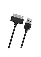 Кабель для Apple 30pin - USB Type A REMAX Light Cable RC-06i4 чорний (оплітка ПВХ, 1200 мА, довжина - 1 м)