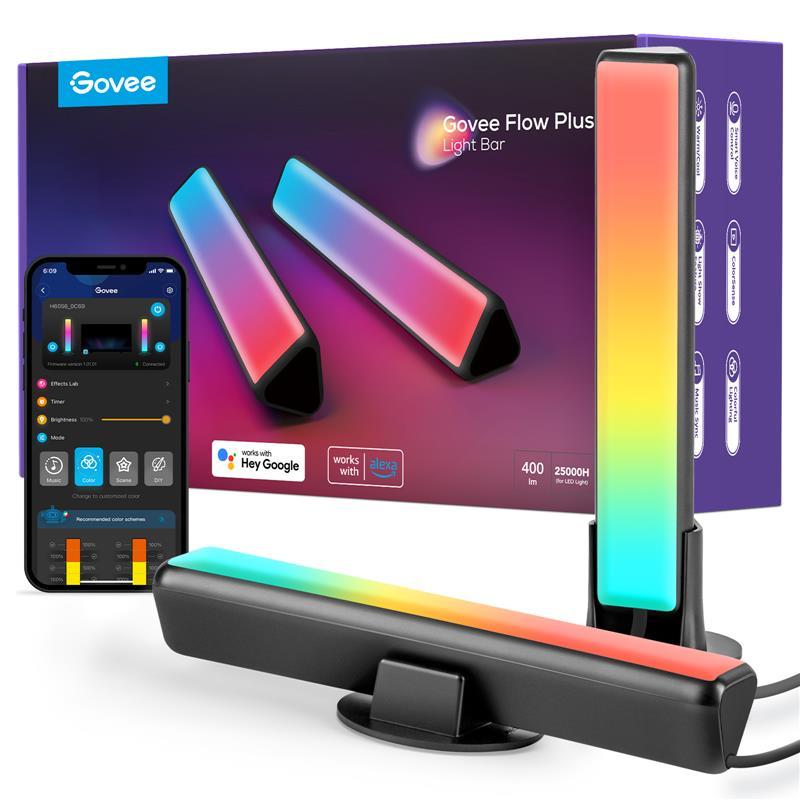 Govee Набір адаптивної підсвітки H6056 RGBICWW Wi-Fi + Bluetooth Flow Plus Light Bars RGB Чорний