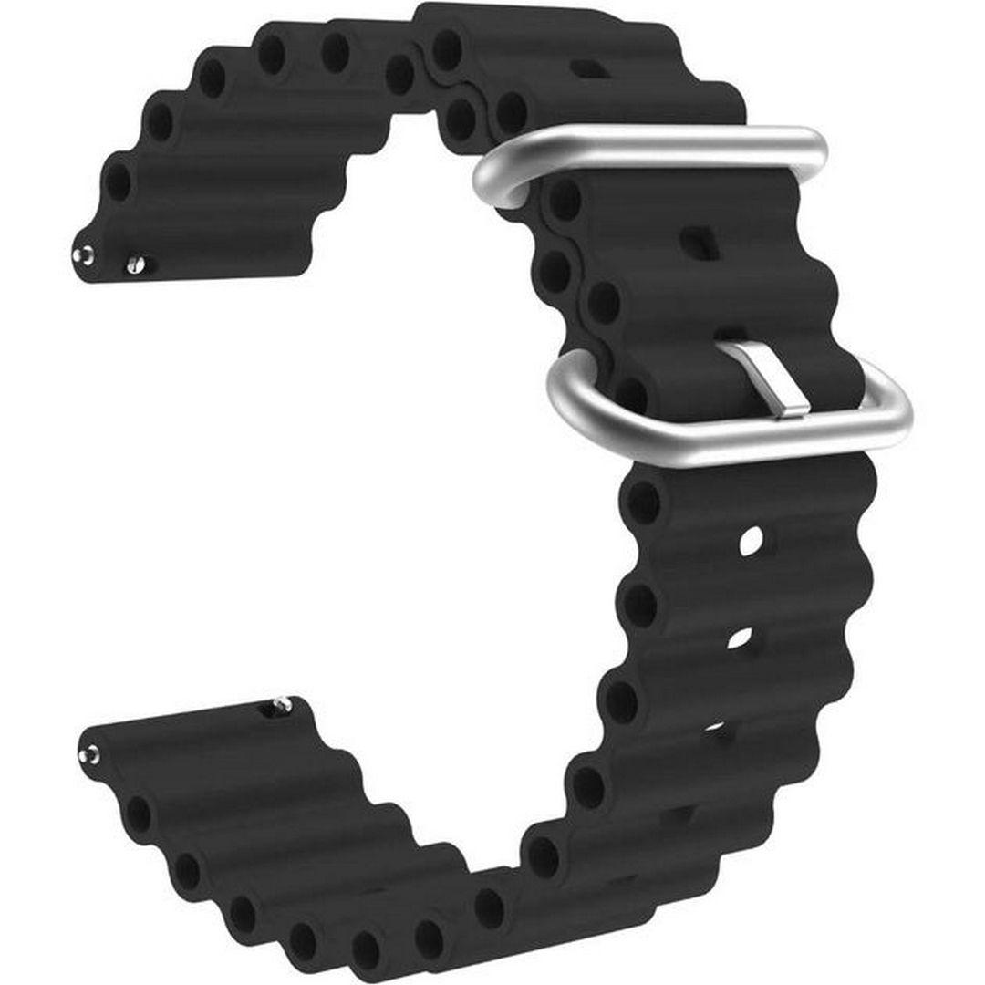 Універсальний силіконовий ремінець Ocean Band для годинників Amazfit, Haylou, Huawei, Samsung, 22mm Black