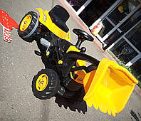 Веломобиль детский бульдозер Pilsan 07-315 трактор с ковшом, желтый