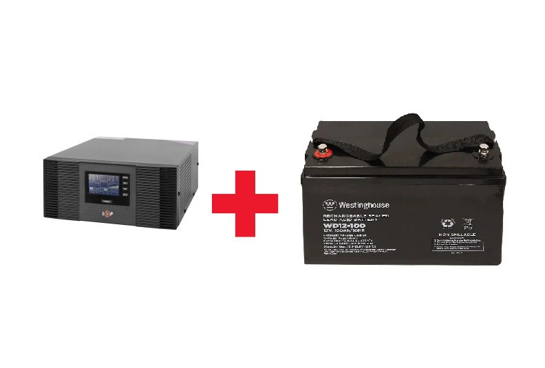 Комплект ДБЖ з правильною синусоїдою 12V LPM-PSW-1500VA + Акумулятор Westinghouse WD12-100N-T16 AGM 12V 100Ah