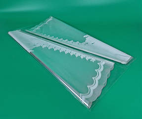 Упаковка конус під квіти h70/14низ/56верх(100 шт) Листочки білі 175 (1) (100 шт)