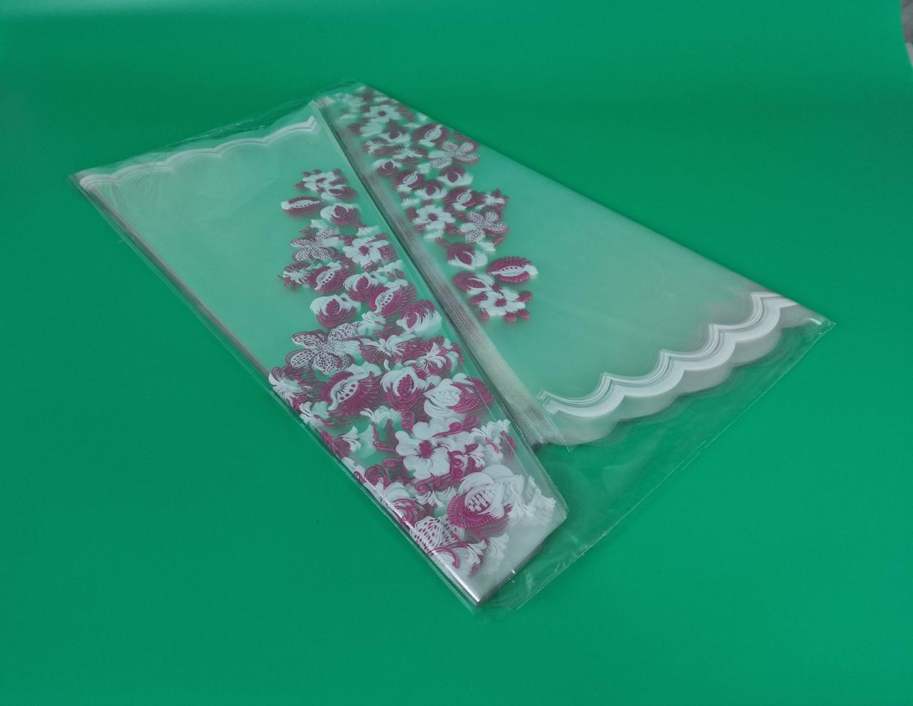 Упаковка конус під квіти h60/14низ/56верх(100 шт.) Рожеві квіти 170 (2) (100 шт.), фото 1