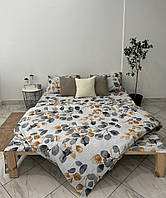 Комплект постельного белья Бязь голд люкс Светло Серого с цветами Полуторный размер 150х220