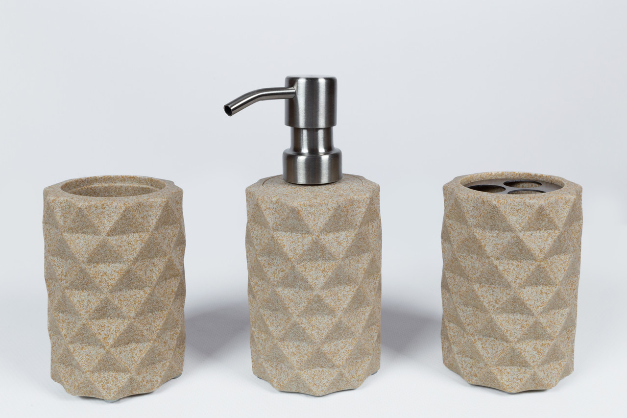 Аксесуари для ванної кімнати кам'яні GRAZIA бежеві набір граніт, фото 1