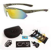 Защитные очки с поляризацией Oakley olive 5 линз One siz+.woodland
