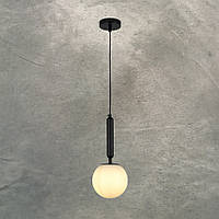 Люстра-подвес черная метал и стекло на 1 лампу Е27 60 Вт 15х100 см