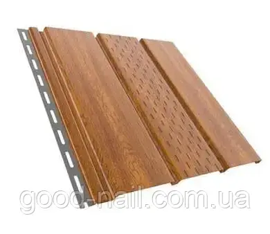 Софіт золотий дуб з перфорацією, без перфорації Rainway 0,9м² (3000*300мм), фото 1