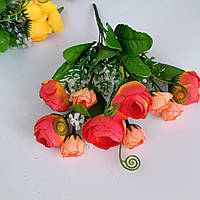 Штучні квіти. Букет ранункулюс з бутоном, Помаранчевий. (30 см)