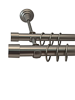 Карниз для штор Orvit Заглушка металевий дворядний гладка труба кільце металеве Сатин 25\19 мм 200 см