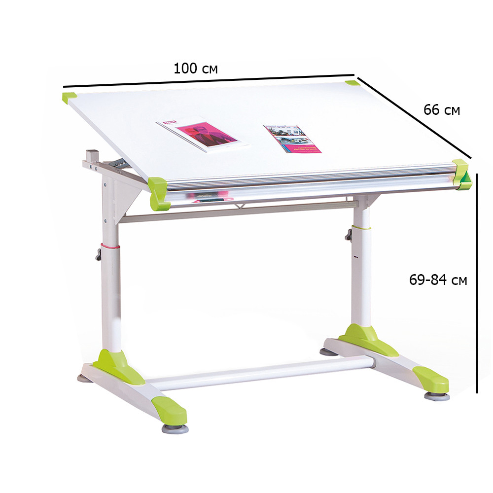 Дитячий письмовий стіл для дошкільника Collorido 100х66 см білий з регулюванням висоти та кута нахилу
