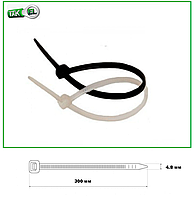 Стяжка кабельна нейлонова 5-300 (4.8х300 мм) Такеl білі/чорні 100 шт.