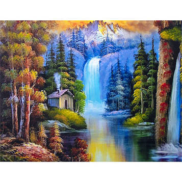Алмазна мозаїка на підрамнику картина стразами 30х40 см DIY Осінній пейзаж (SGLD 61189)
