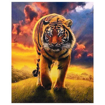 Алмазна мозаїка на підрамнику картина стразами 30х40 см DIY Тигр (SGLD 61299)