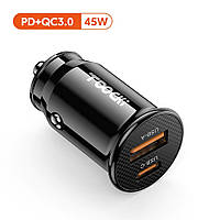 Автомобільний зарядний пристрій toocki TQ-CC25 45W Швидка зарядка PD3.0 Type C Quick Charge 3.0 USB