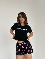 Женская пижама в сердечках топ-футболка и шорты
