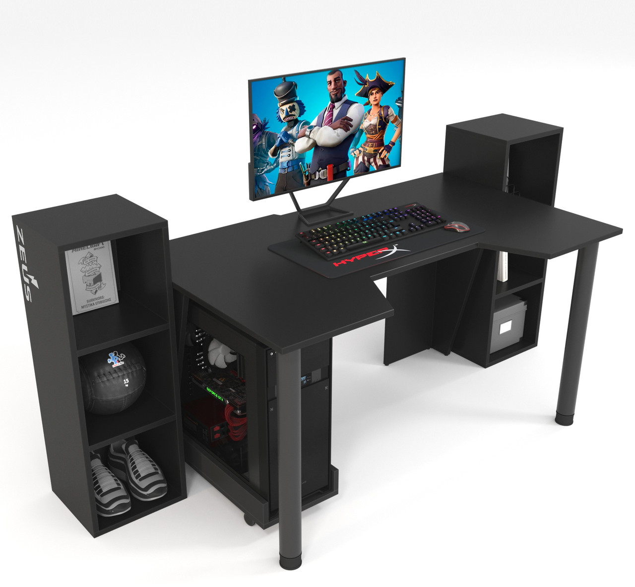 Геймерський стіл "GAMER-5" 120х80х75 см. + 2 Стелажа 32х30х92 см. Чорний