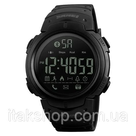 Спортивний смарт годинник Skmei 1301 Bluetooth з крокоміром Чорний, фото 2