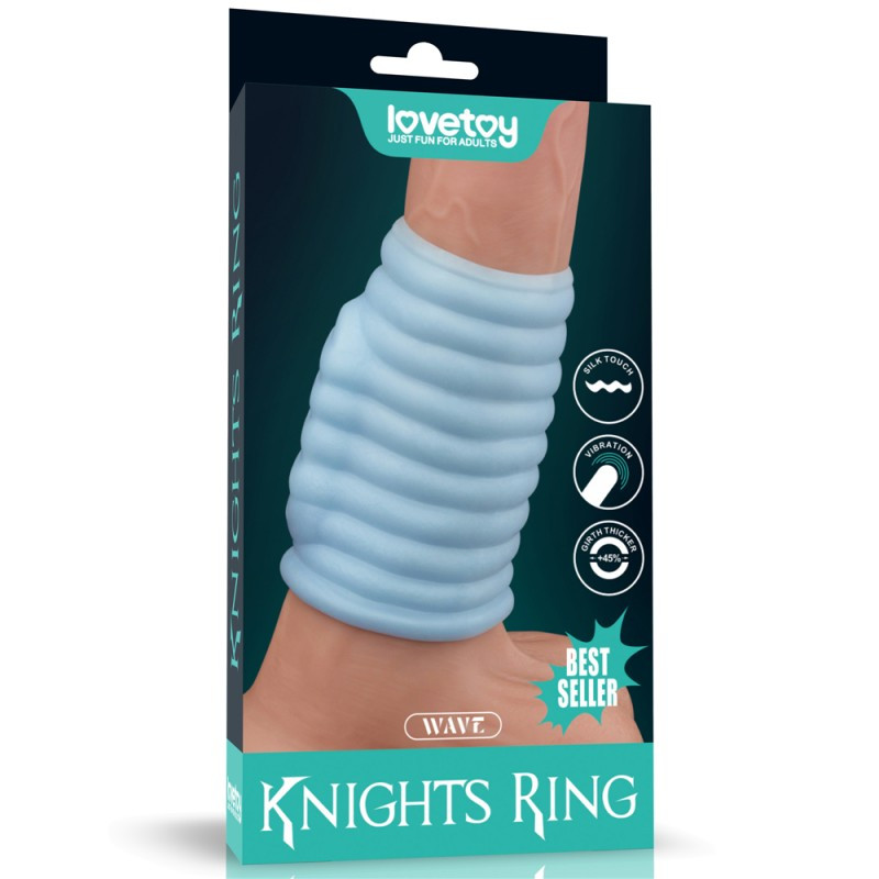 Насадка на пеніс Vibrating Wave Knights Ring Blue Кітті