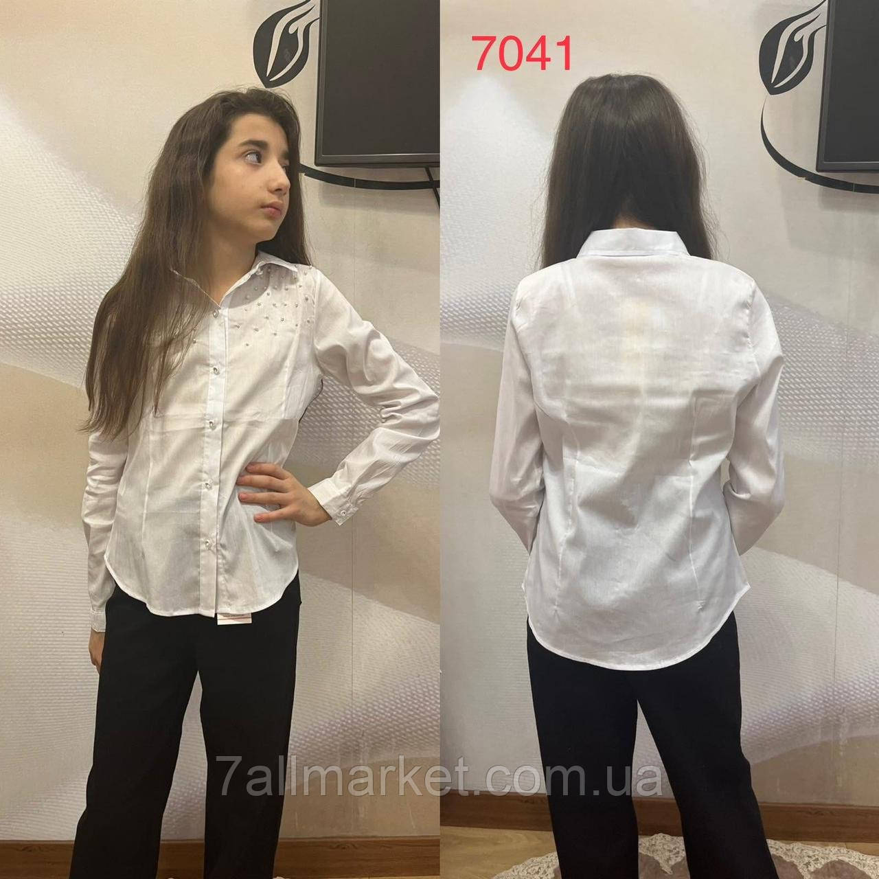 Сорочка шкільна на ґудзиках із ЖЕМЧУГОМ на дівчинку 122-152 см "PELIN KIDS" недорого від прямого постачальника