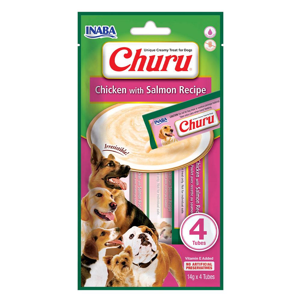 Ласощі для собак вершкова паста в стіках з куркою та лососем INABA Churu 4 шт*14 г