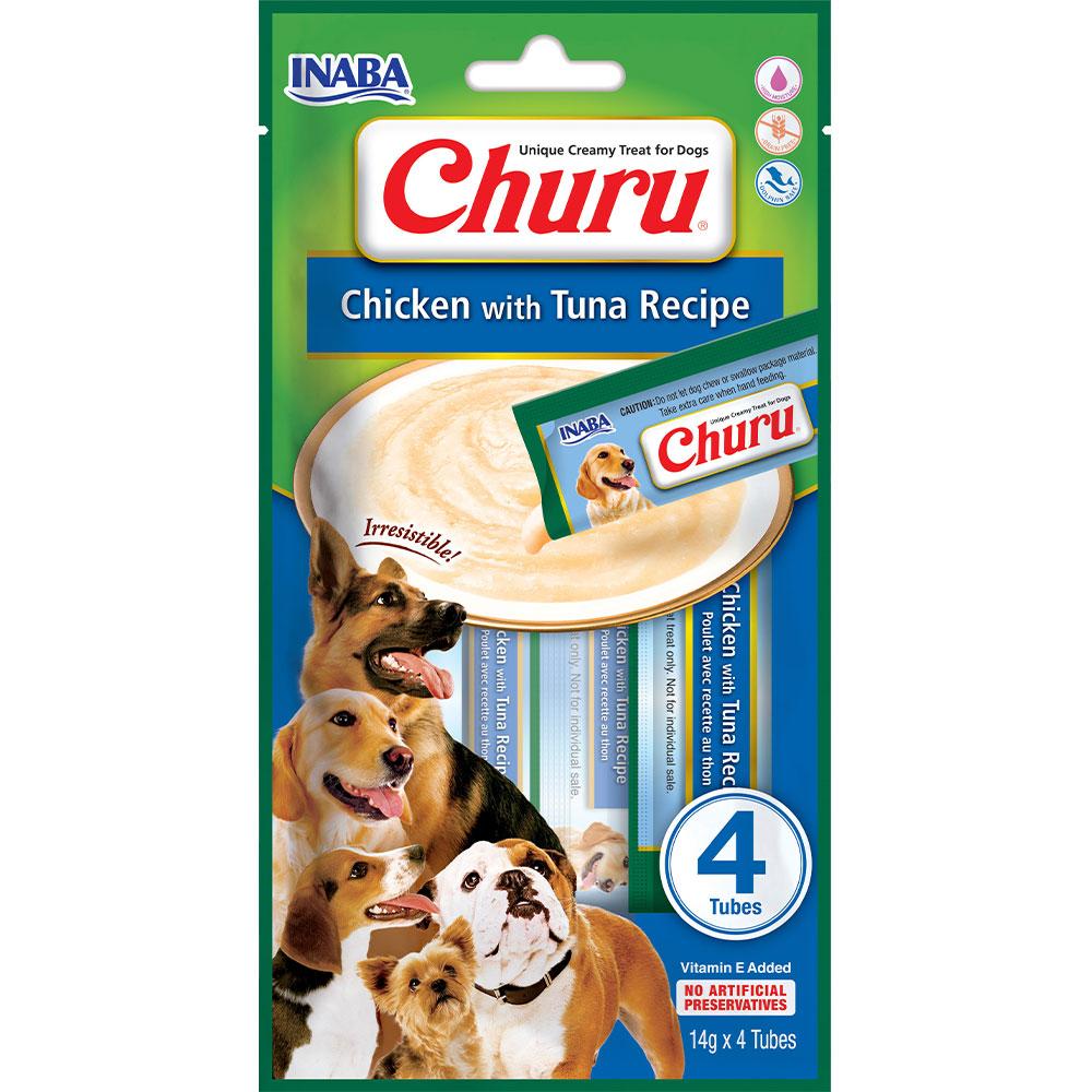 Ласощі для собак вершкова паста в стіках з куркою та тунцем INABA Churu 4 шт*14 г