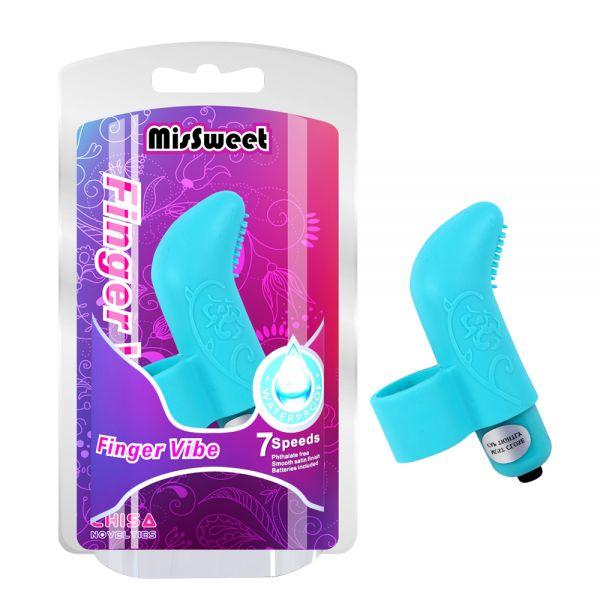 Блакитний вібростимулятор на палець MisSweet Finger Vibe Кітті