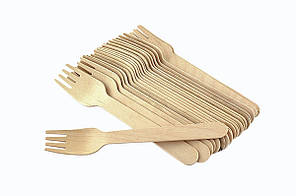 Вилка дерев'яна одноразова 16см 100шт Вилки дерев'яна одноразова 100шт Вилки одноразові, фото 2