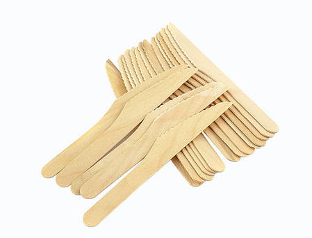 Ніж дерев'яний 16см Одноразові дерев'яні ножі 100шт Дерев'яний ніж Ніж одноразовий щільний Ножі одноразові, фото 2