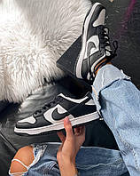 Женские кроссовки Nike Dunk Low Retro White Black Premium (чёрные с белым) низкие молодёжные кеды 2632