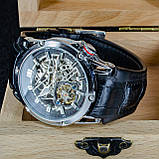 Чоловічий годинник скелетон з автопідзаводом Forsining 8260 Silver-Black, фото 4