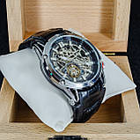 Чоловічий годинник скелетон з автопідзаводом Forsining 8260 Silver-Black, фото 2