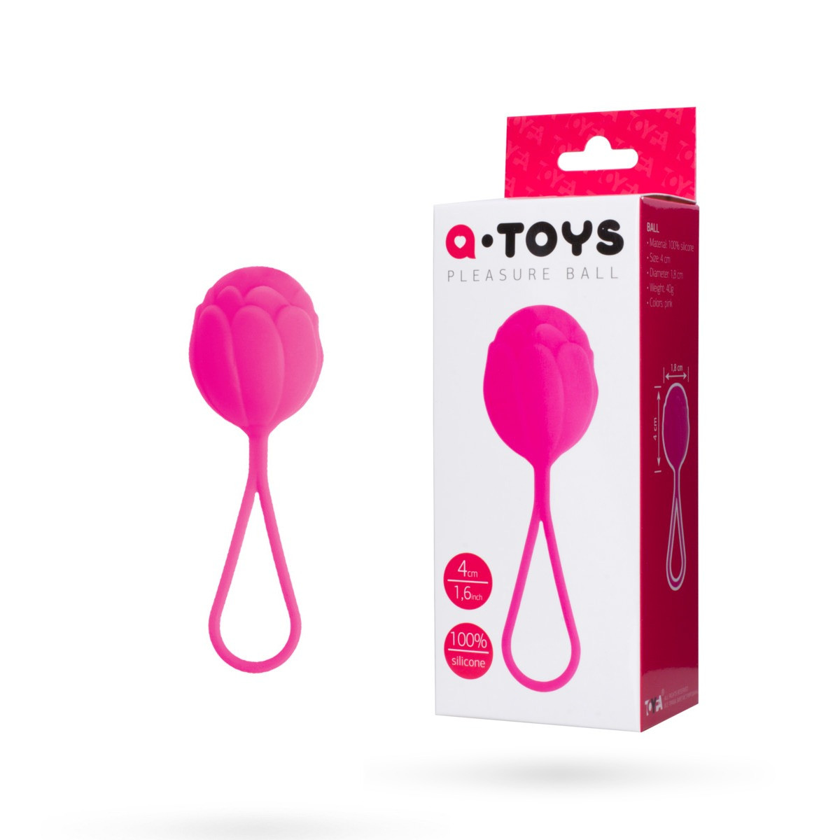 Вагінальна кулька Toyfa A-Toys, силікон, рожевий, ø 3,5 см, фото 1