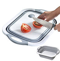Складная разделочная доска для мытья и резки овощей с сливным отверстием Chopping Board 2 в 1
