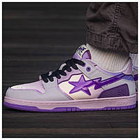 Мужские / женские кроссовки A Bathing Ape Bape SK8 STA Purple, фиолетовые кожаные кроссовки бейп ск8 ста